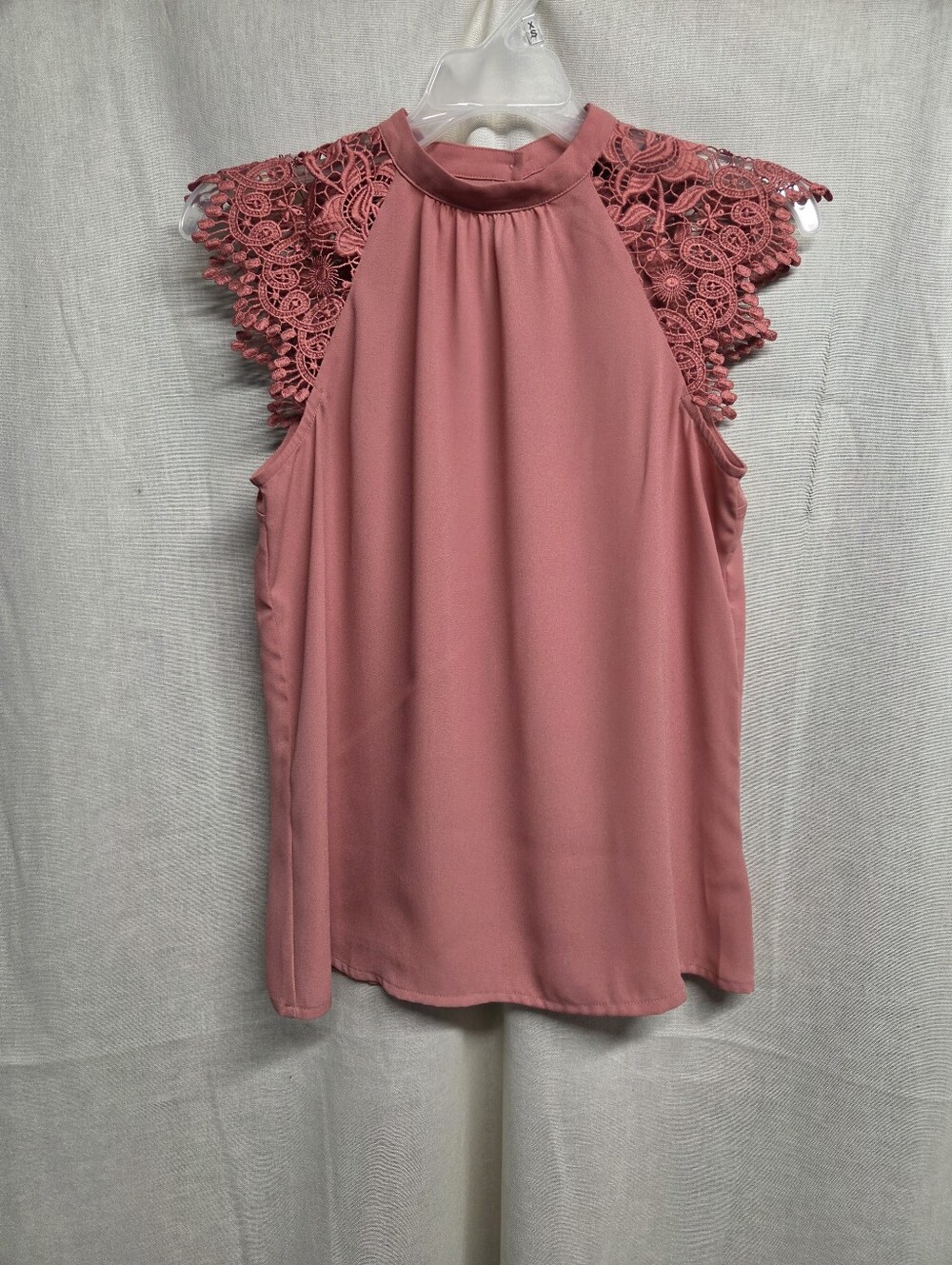 Express  Lace Cap Sleeve Mock Neck Dressy Tank